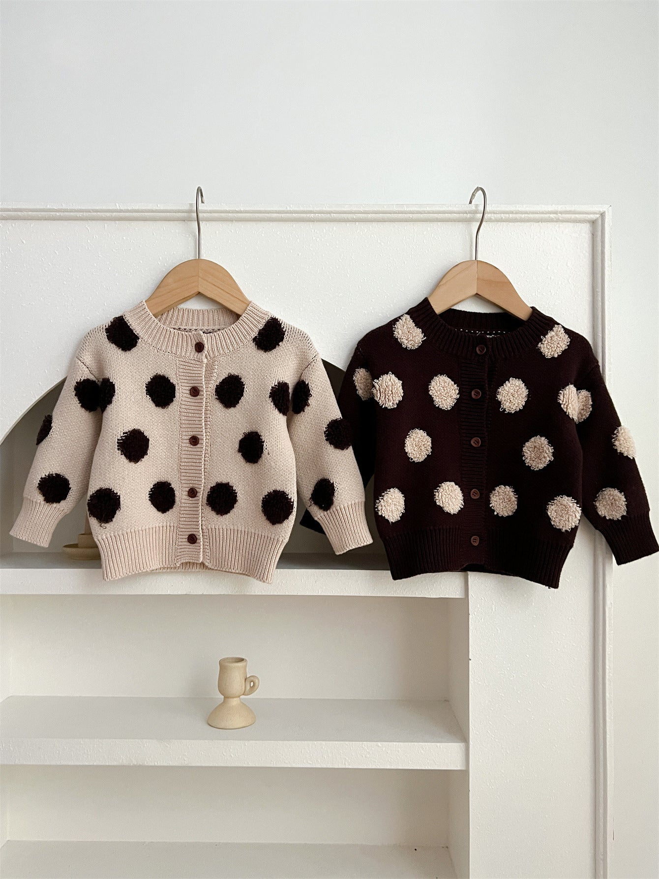 Children Polka Dots Knitted Cardigan For Spring Boys And Girls Sweater-0